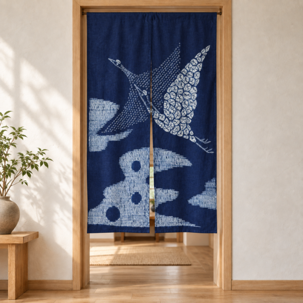 rideau grue Rideau fendu indigo Zharan en coton