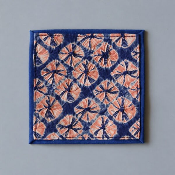 Dessous de verre Zharan — Losange floral Dessous de verre en coton indigo au motif Losange floral