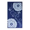 Rideau indigo Rosaces et volutes Rideau fendu en coton indigo au motif Rosaces et volutes